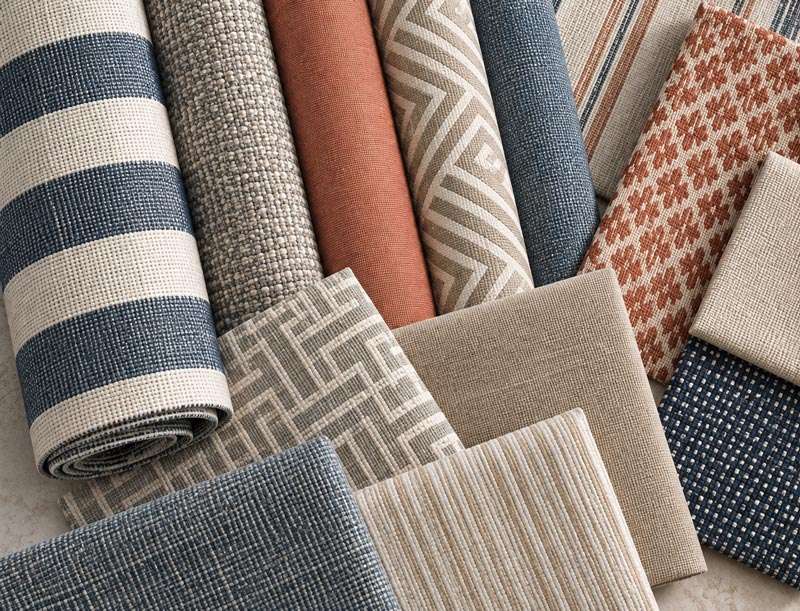 Pile of fabric swatches